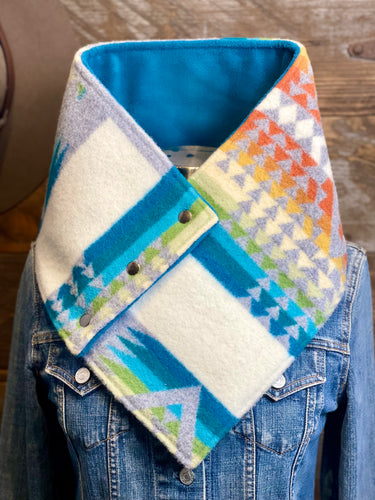 Gray Chief Joseph with luxe teal fleece WildWool