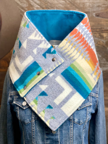 Gray Chief Joseph with luxe teal fleece WildWool