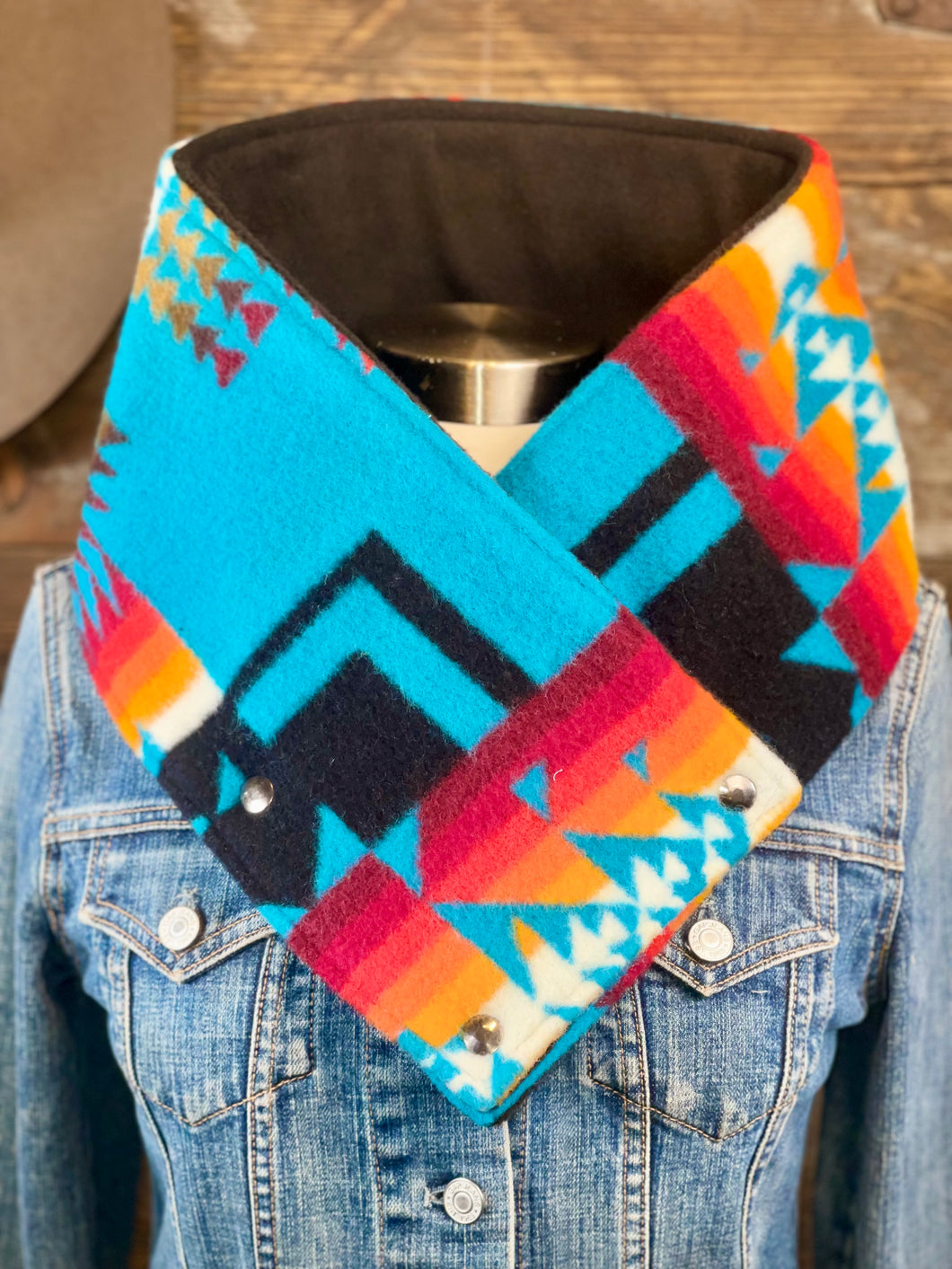 Turquoise Chief Joseph with luxe black fleece WildWool