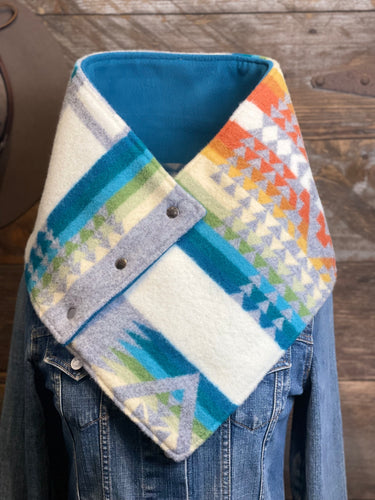 Gray Chief Joseph with luxe teal fleece WildWool
