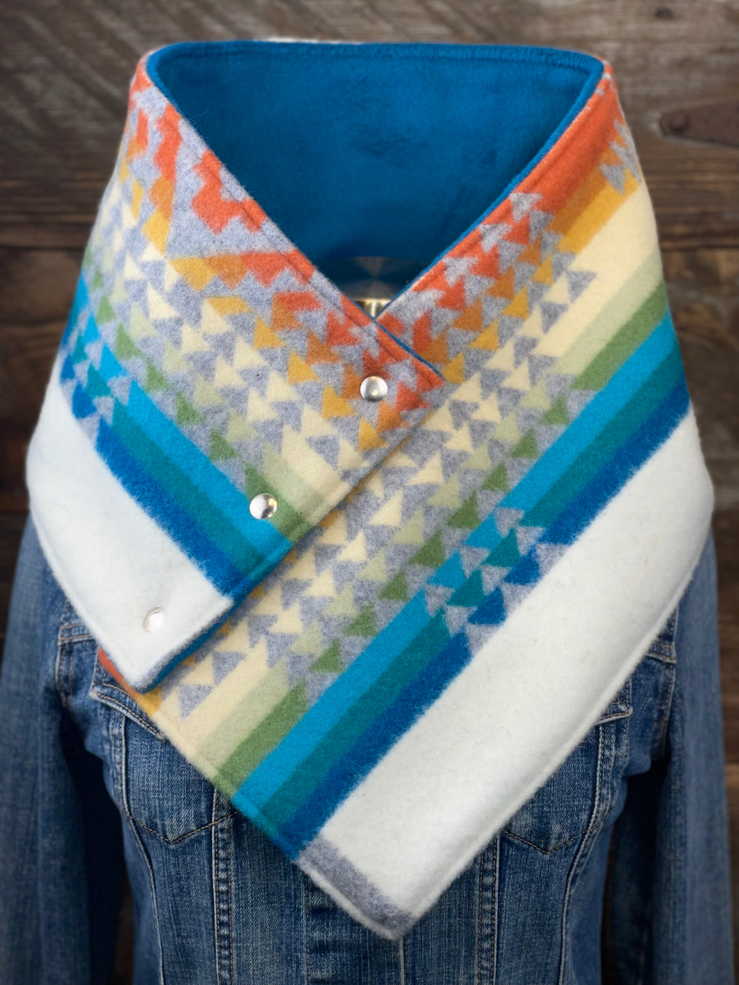 Gray Chief Joseph with luxe teal fleece WildWool